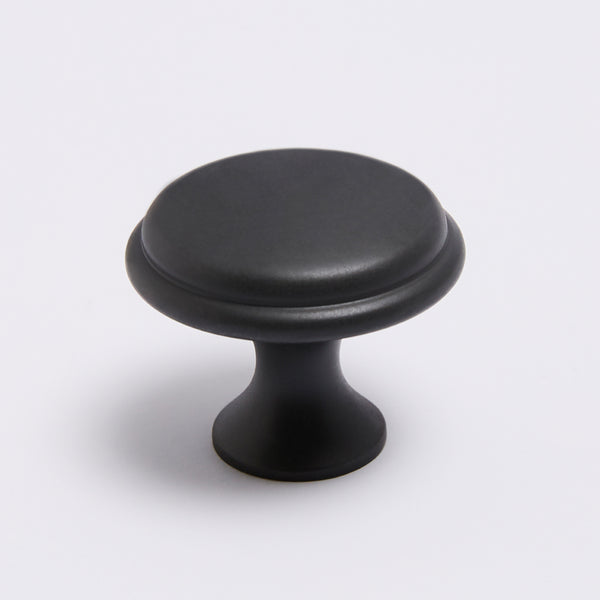 Halifax Knob - Blackest Black:Flat top:Hepburn Hardware