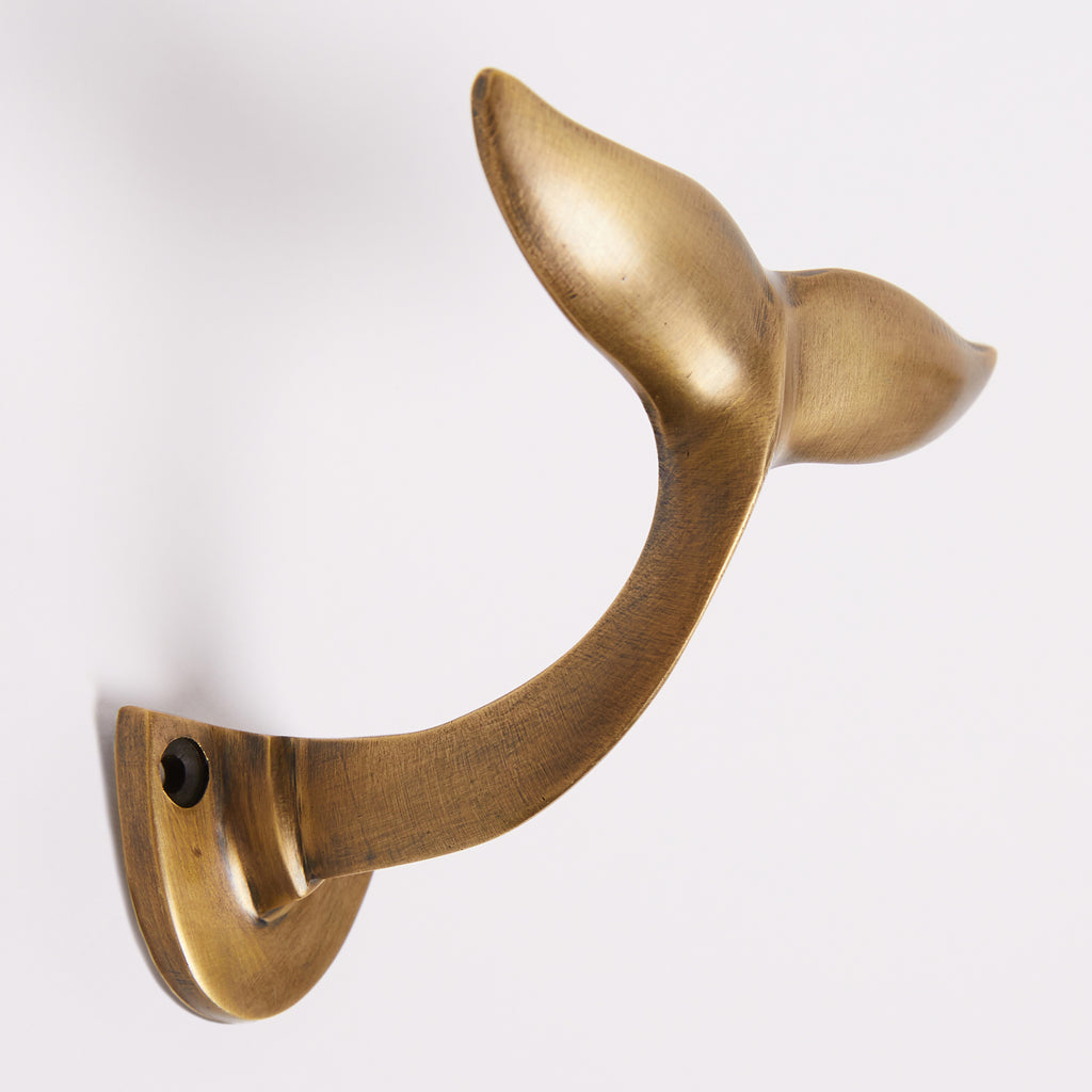 Set of 4 Solid Brass Whale Tail Wall Hooks, One Size - Fred Meyer