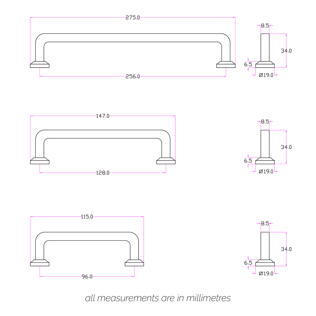 Bronte Handle - Satin Nickel:Hepburn Hardware