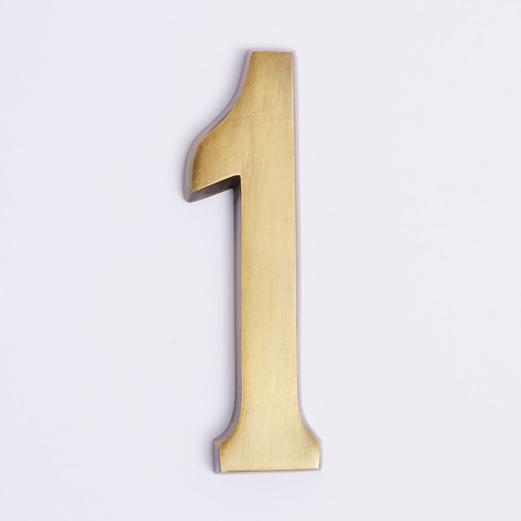 Small House Numbers - Acid Washed Brass:Small House Number 1:Hepburn Hardware
