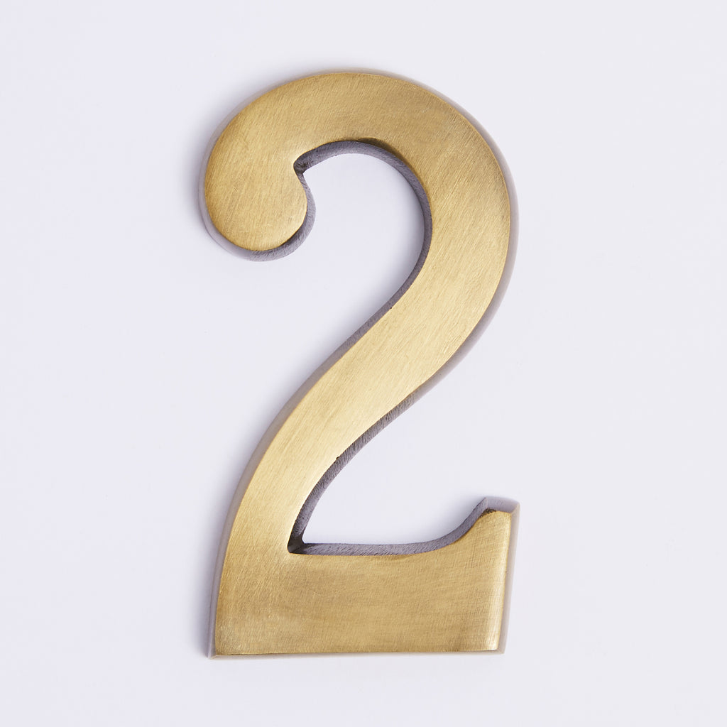 Small House Numbers - Acid Washed Brass:Small House Number 2:Hepburn Hardware