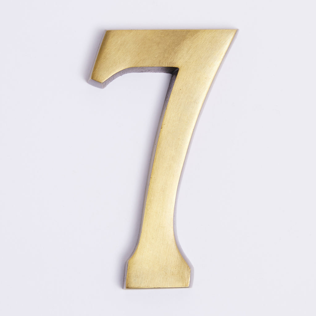 Small House Numbers - Acid Washed Brass:Small House Number 7:Hepburn Hardware