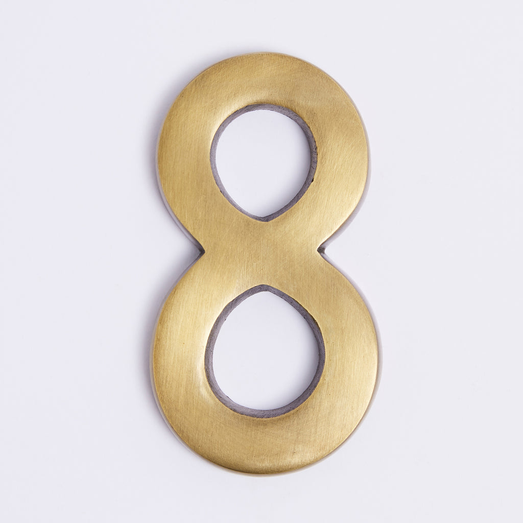 Small House Numbers - Acid Washed Brass:Small House Number 8:Hepburn Hardware