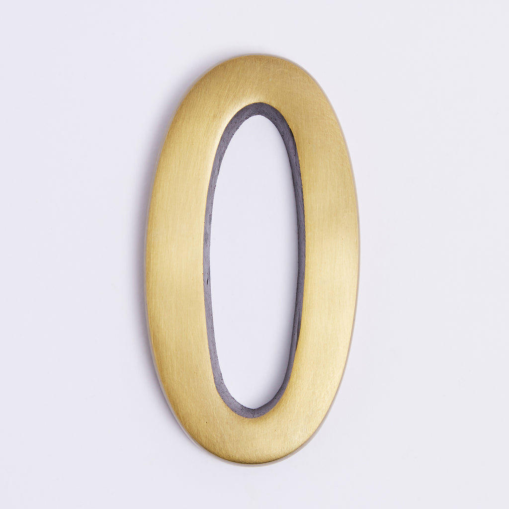 Small House Numbers - Acid Washed Brass:Small House Number 0:Hepburn Hardware