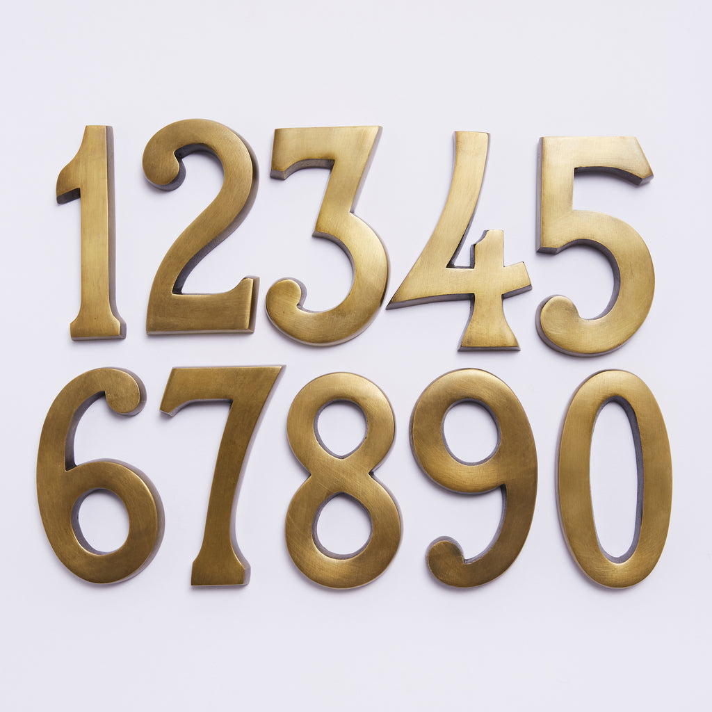Small House Numbers - Acid Washed Brass:Hepburn Hardware