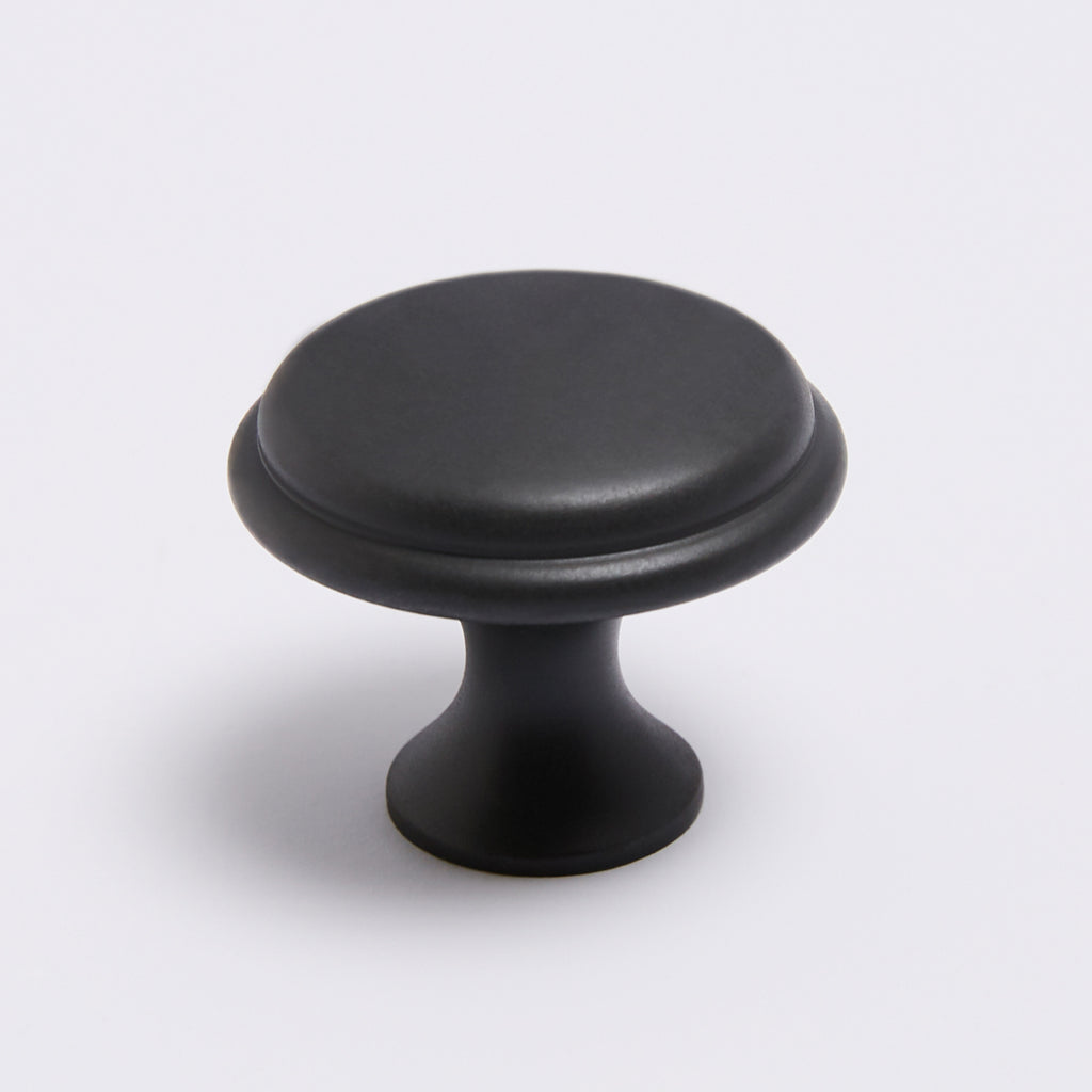 Halifax Knob - Blackest Black:Flat top:Hepburn Hardware